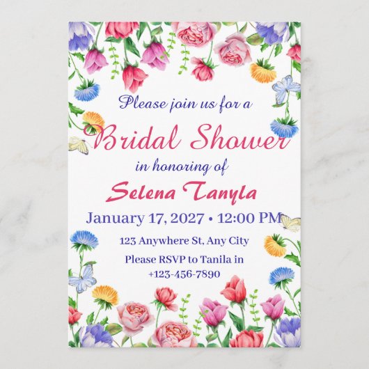 Flower Bridal Shower Invitation Card 招待状 (正面)