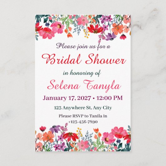  Flower Bridal Shower Invitation Card 招待状 (正面)