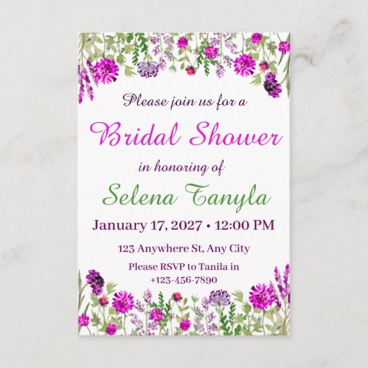  Flower Bridal Shower Invitation Card 招待状 (正面)