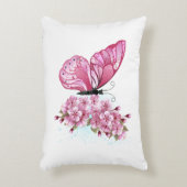 Flower Butterfly with Pink Sakura アクセントクッション (正面(垂直))