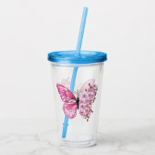 Flower Butterfly with Pink Sakura アクリルタンブラー (裏面)