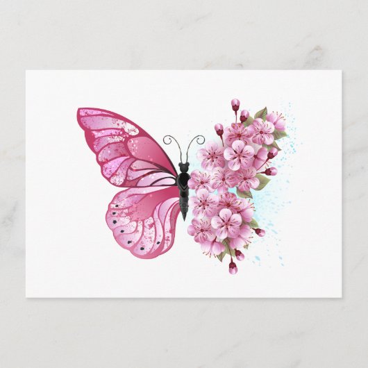 Flower Butterfly with Pink Sakura エンクロージャーカード (正面)