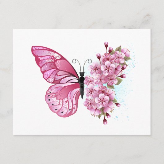 Flower Butterfly with Pink Sakura エンクロージャーカード (正面)