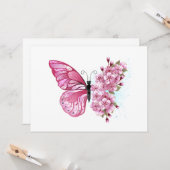 Flower Butterfly with Pink Sakura カード (正面/裏面インサイチュ)