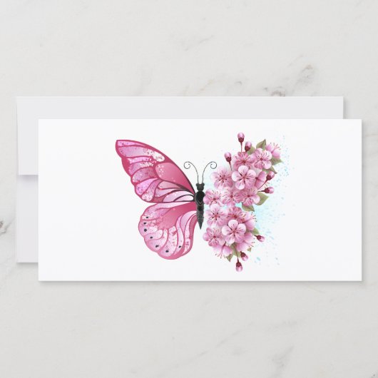 Flower Butterfly with Pink Sakura カード (正面)