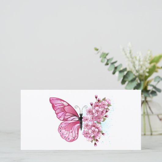 Flower Butterfly with Pink Sakura カード (スタンド正面)