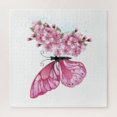 Flower Butterfly with Pink Sakura ジグソーパズル (縦)