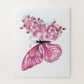 Flower Butterfly with Pink Sakura ジグソーパズル (縦)