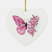 Flower Butterfly with Pink Sakura セラミックオーナメント (裏面)
