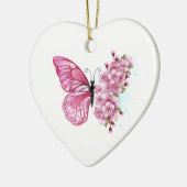 Flower Butterfly with Pink Sakura セラミックオーナメント (左)