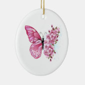 Flower Butterfly with Pink Sakura セラミックオーナメント (右)
