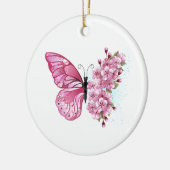 Flower Butterfly with Pink Sakura セラミックオーナメント (左)