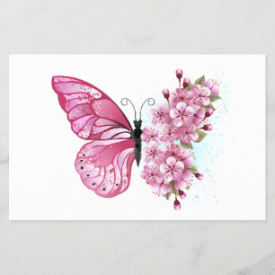 Flower Butterfly with Pink Sakura チラシ