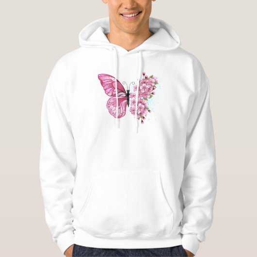 Flower Butterfly with Pink Sakura パーカ (正面)