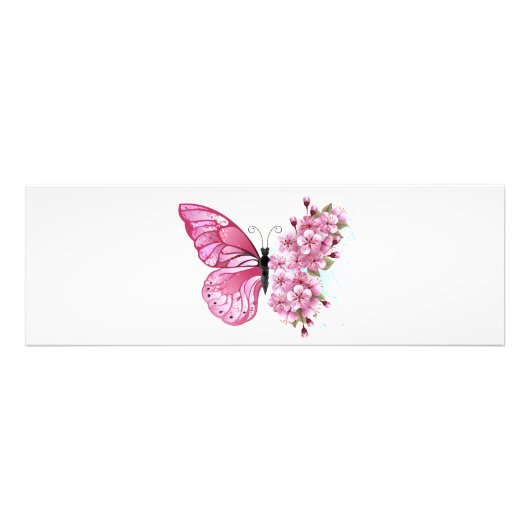 Flower Butterfly with Pink Sakura フォトプリント (正面)