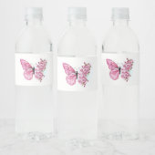 Flower Butterfly with Pink Sakura ペットボトルラベル (ボトル)
