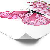 Flower Butterfly with Pink Sakura ポスター (角)