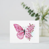 Flower Butterfly with Pink Sakura ポストカード (スタンド正面)