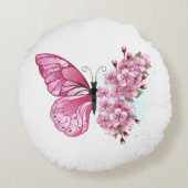 Flower Butterfly with Pink Sakura ラウンドクッション (裏面)