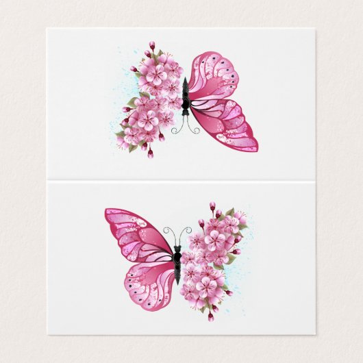 Flower Butterfly with Pink Sakura 名刺 (外部フラット)
