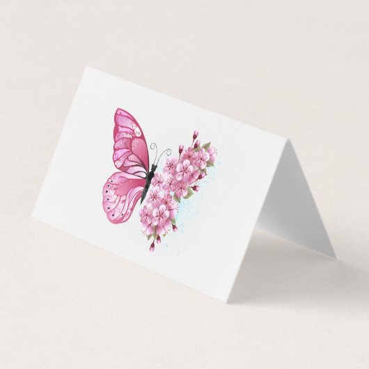 Flower Butterfly with Pink Sakura 名刺 (正面)