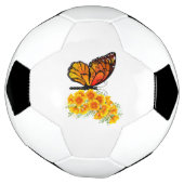 Flower Butterfly with Yellow California Poppy サッカーボール (回転)