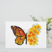 Flower Butterfly with Yellow California Poppy 便箋 (スタンド正面)