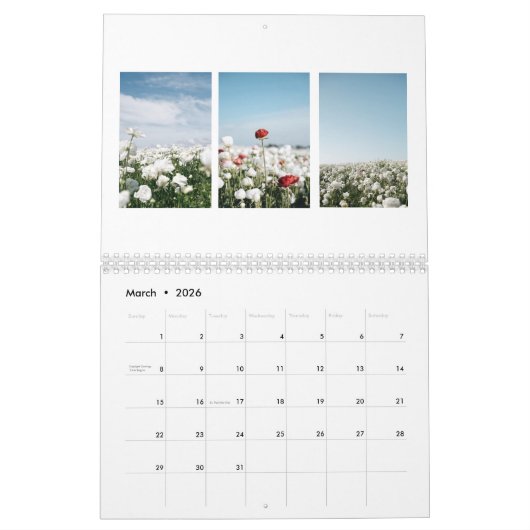 Flower Calendar 2026 カレンダー (3月 2026)