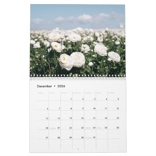 Flower Calendar 2026 カレンダー (12月 2026)
