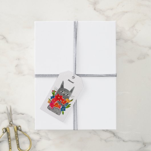 Flower Cat ギフトタグ (より糸付き)