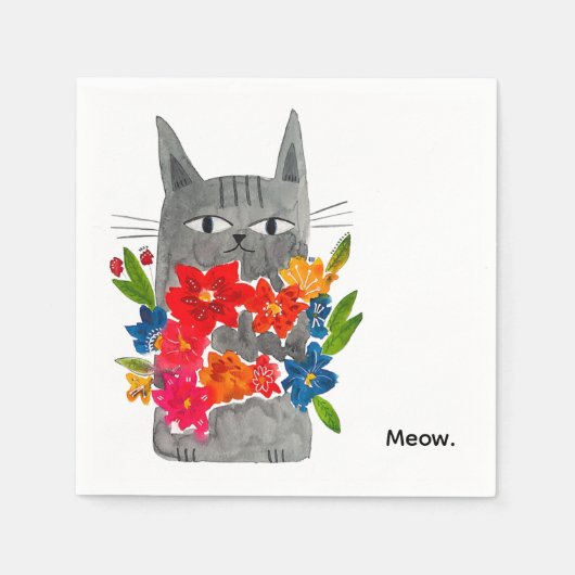Flower Cat スタンダードカクテルナプキン (正面)