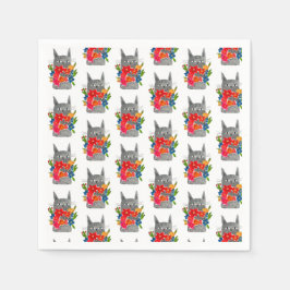Flower Cat スタンダードカクテルナプキン