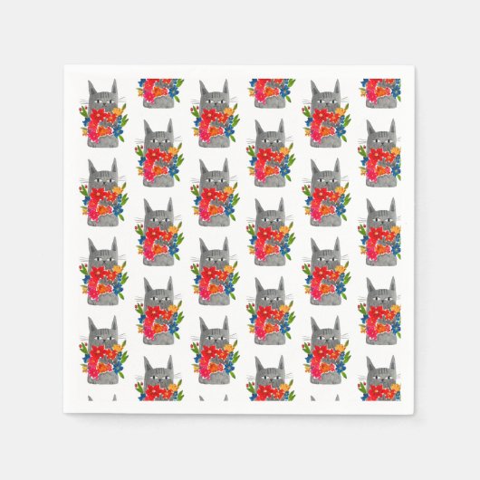 Flower Cat スタンダードカクテルナプキン (正面)