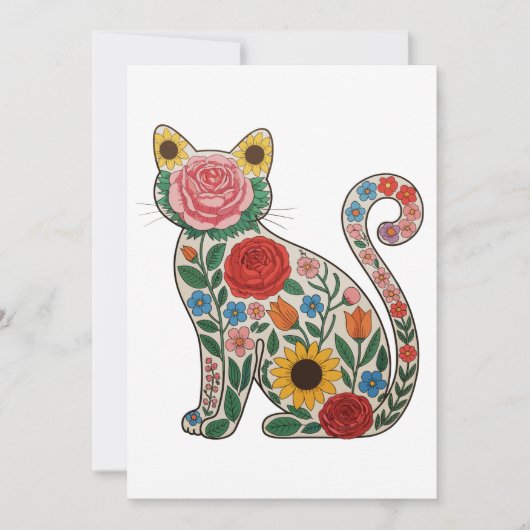 Flower Cat Wildflowers Kitten Lover 招待状 (正面)