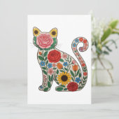 Flower Cat Wildflowers Kitten Lover 招待状 (スタンド正面)