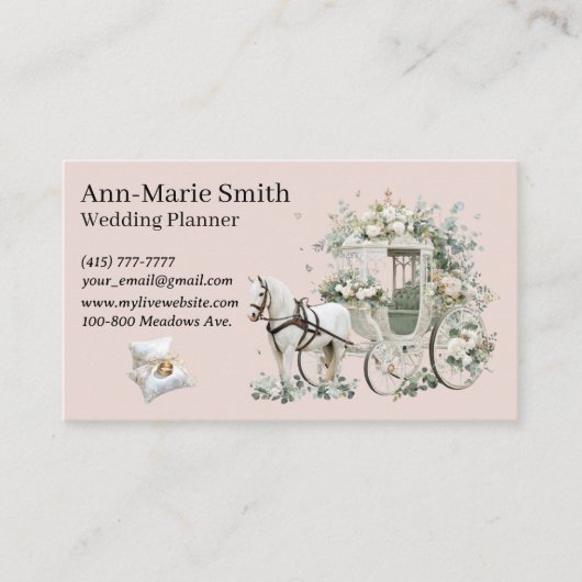 Flower Chariot Ring Bearer Pillow Wedding Marriage 名刺 (正面)