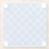 Flower Checkered Pattern No. 01 - Light Blue ガラスコースター (裏面)