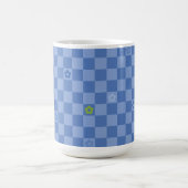 Flower Checkered Pattern No. 01 - Light Blue コーヒーマグカップ (中央)