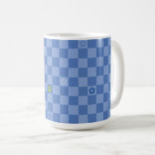 Flower Checkered Pattern No. 01 - Light Blue コーヒーマグカップ (正面右)
