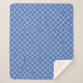 Flower Checkered Pattern No. 01 - Light Blue シェルパブランケット (正面)