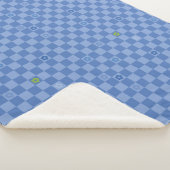 Flower Checkered Pattern No. 01 - Light Blue シェルパブランケット (3/4)