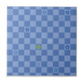 Flower Checkered Pattern No. 01 - Light Blue タイル (正面)