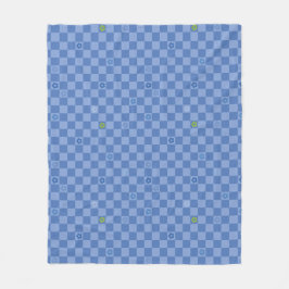 Flower Checkered Pattern No. 01 - Light Blue フリースブランケット