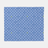 Flower Checkered Pattern No. 01 - Light Blue フリースブランケット (正面(横))