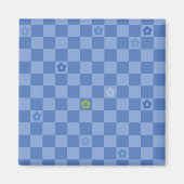 Flower Checkered Pattern No. 01 - Light Blue マグネット (正面)