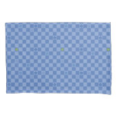 Flower Checkered Pattern No. 01 - Light Blue 枕カバー (正面)