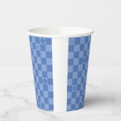 Flower Checkered Pattern No. 01 - Light Blue 紙コップ (左)