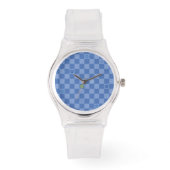 Flower Checkered Pattern No. 01 - Light Blue 腕時計 (正面)