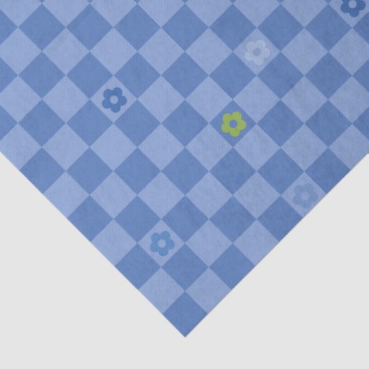 Flower Checkered Pattern No. 01 - Light Blue 薄葉紙 (詳細)