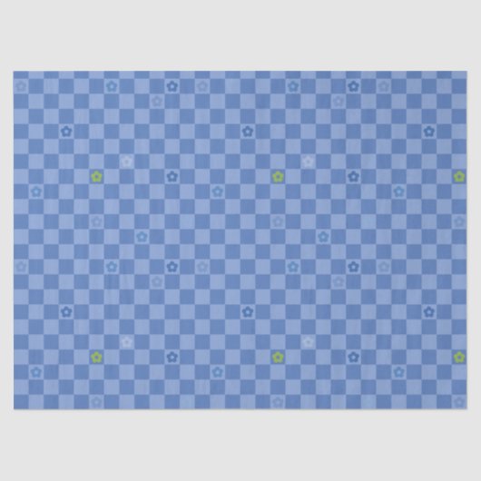 Flower Checkered Pattern No. 01 - Light Blue 薄葉紙 (正面)